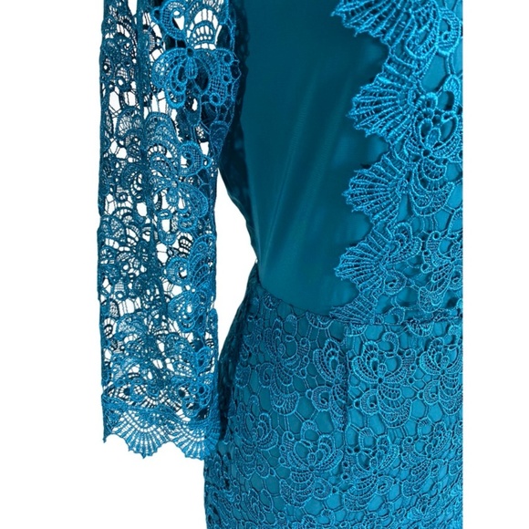 Antonio Melani Lace Sheath Dress Blue Teal Formal - Picture 6 of 8